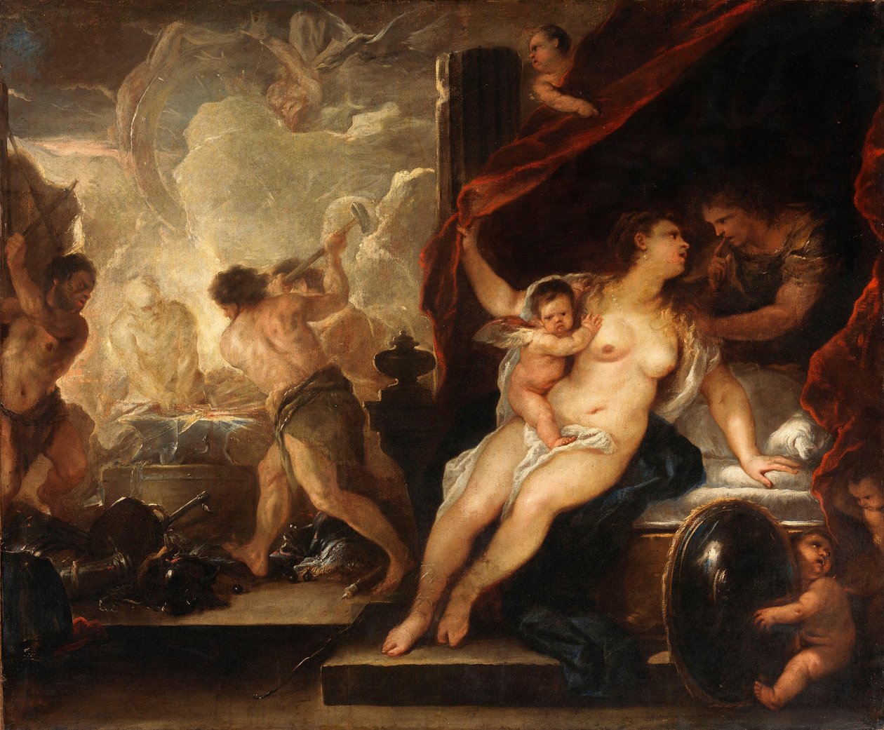 Venus, Mars und die Schmiede des Vulkan - Luca Giordano