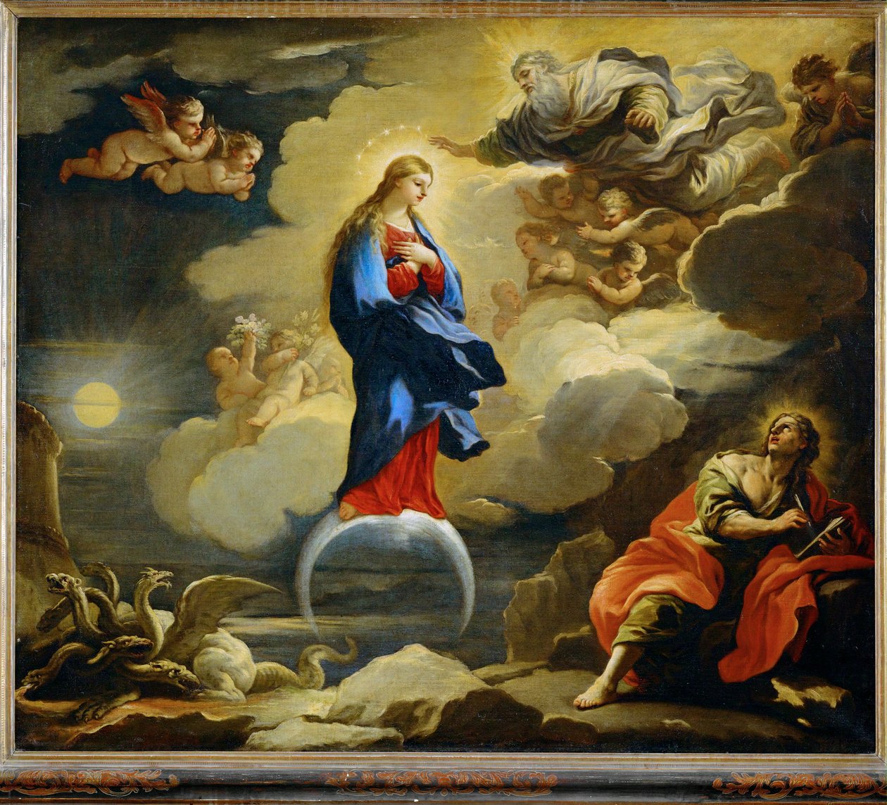Vision de Saint Jean le Divin ... (peinture sur toile) - Luca Giordano
