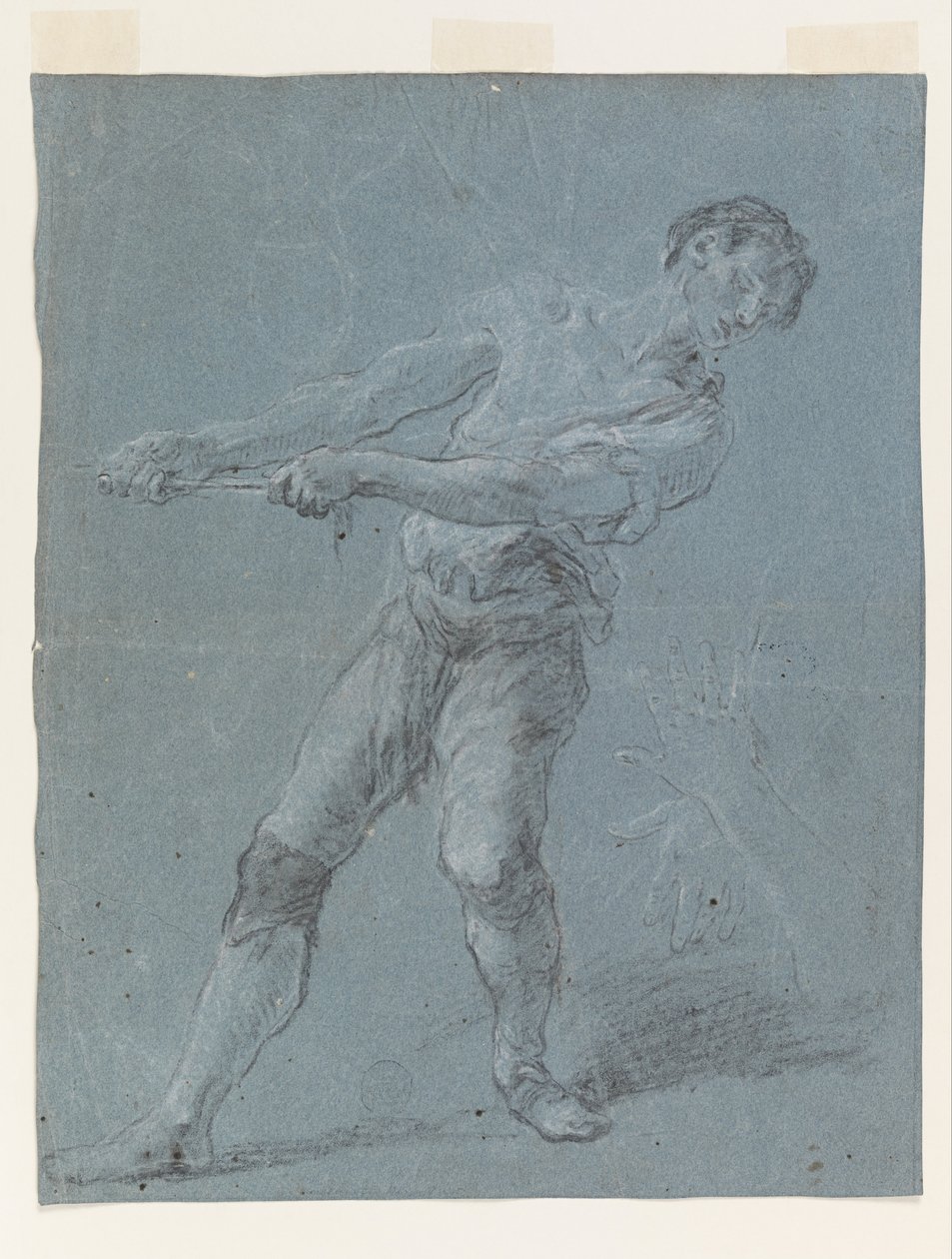 Jeune homme tirant une corde - Luca Giordano