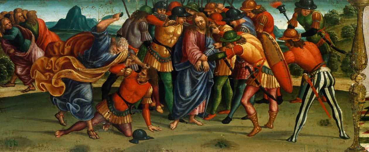 (détail) Capture du Christ, prédelle de la Lamentation sur le Christ mort par Luca Signorelli - Luca Signorelli