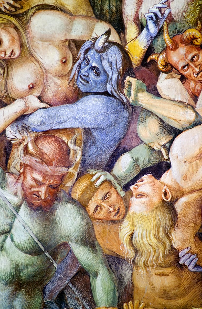 Damnés en enfer, détail avec autoportrait de Luca Signorelli en démon bleu - Luca Signorelli