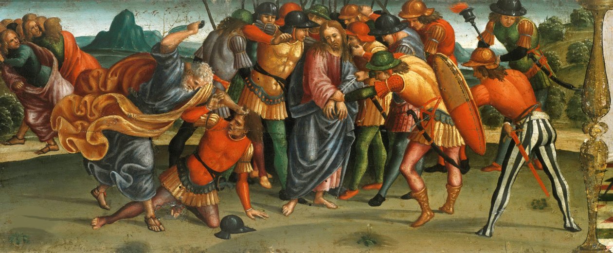 La Capture du Christ. Lamentation sur le Christ mort, panneau de prédelle, 1502 - Luca Signorelli