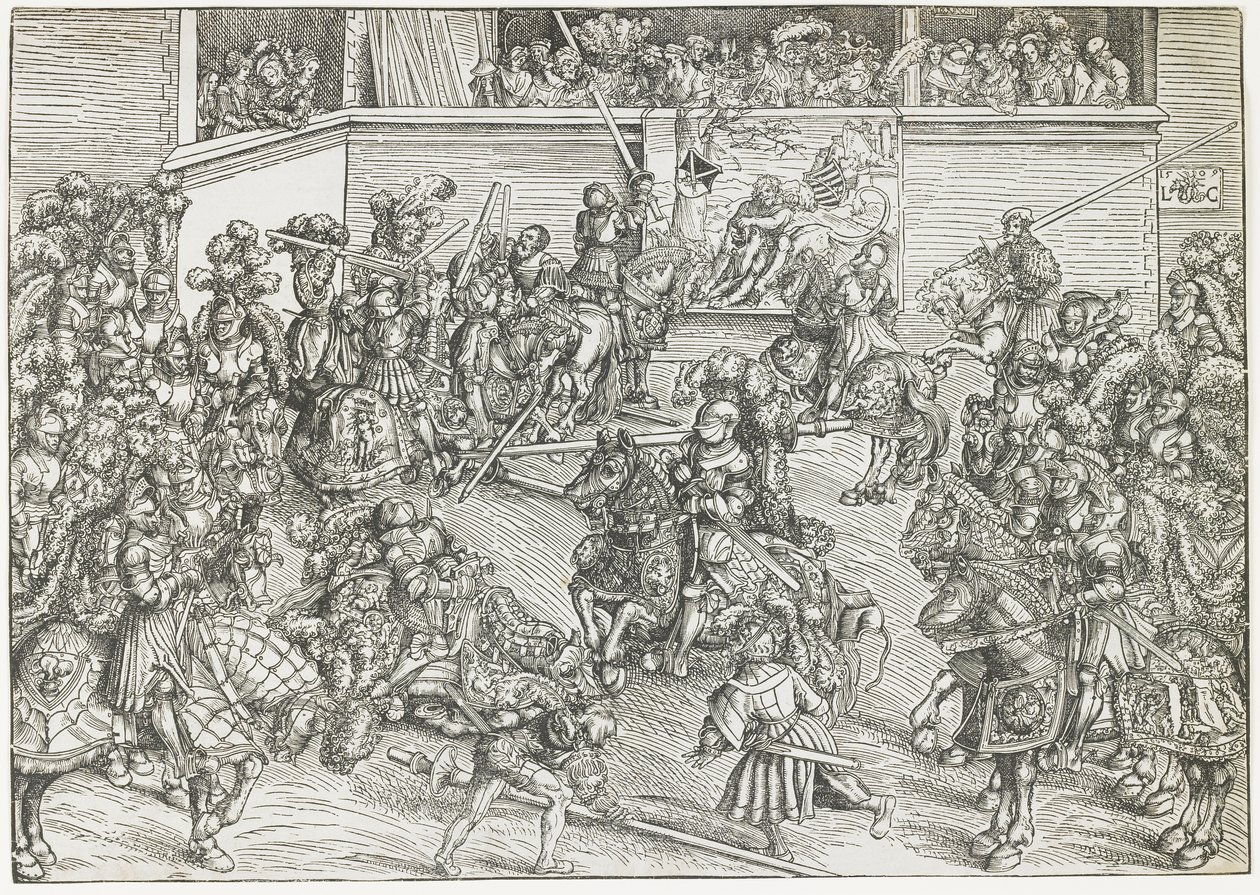 Le deuxième tournoi avec tapisserie de Samson et le lion, 1509 - Lucas Cranach the Elder