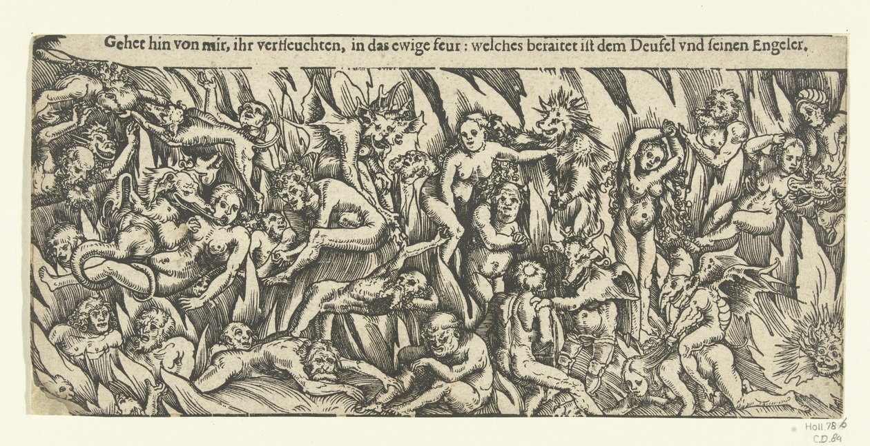 Enfer avec démons et damnés dans le feu éternel - Lucas Cranach