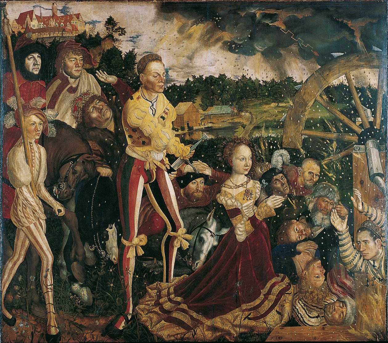Allemand : Katharinenaltar (Mitteltafel) Retable avec le martyre de sainte Catherine - Lucas Cranach the Elder