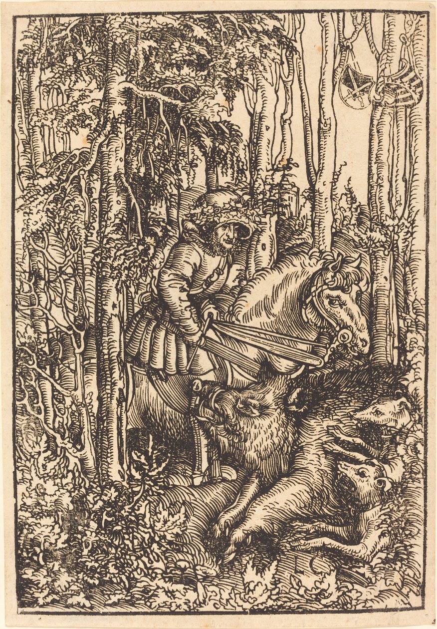 Chasseur à cheval chassant un sanglier - Lucas Cranach the Elder