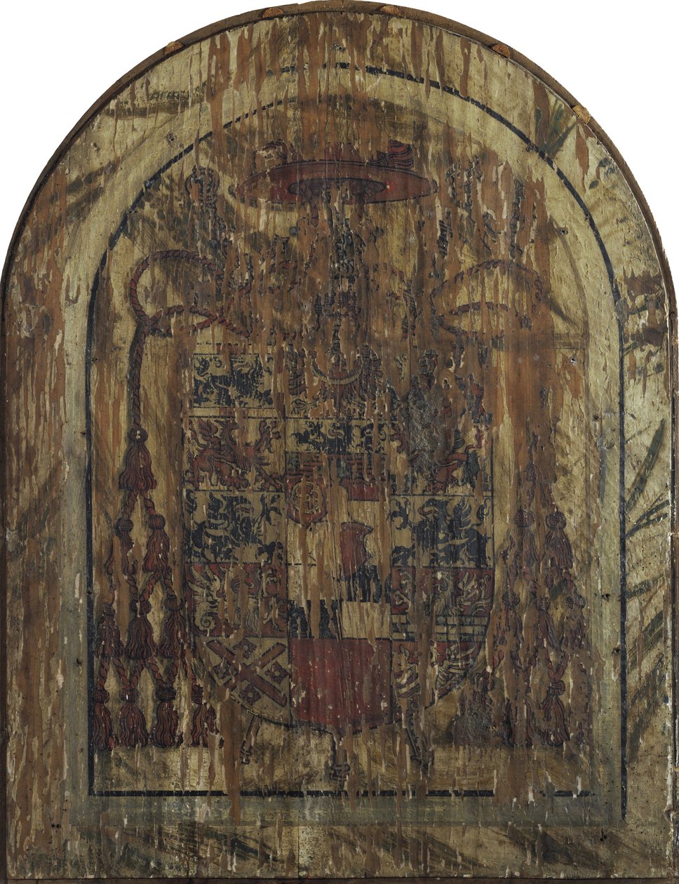 Retable de Pfirtscher : Le Christ, homme de douleur, assis sur un sarcophage entre la Vierge et saint Jean [panneau central]. - Lucas Cranach the Elder