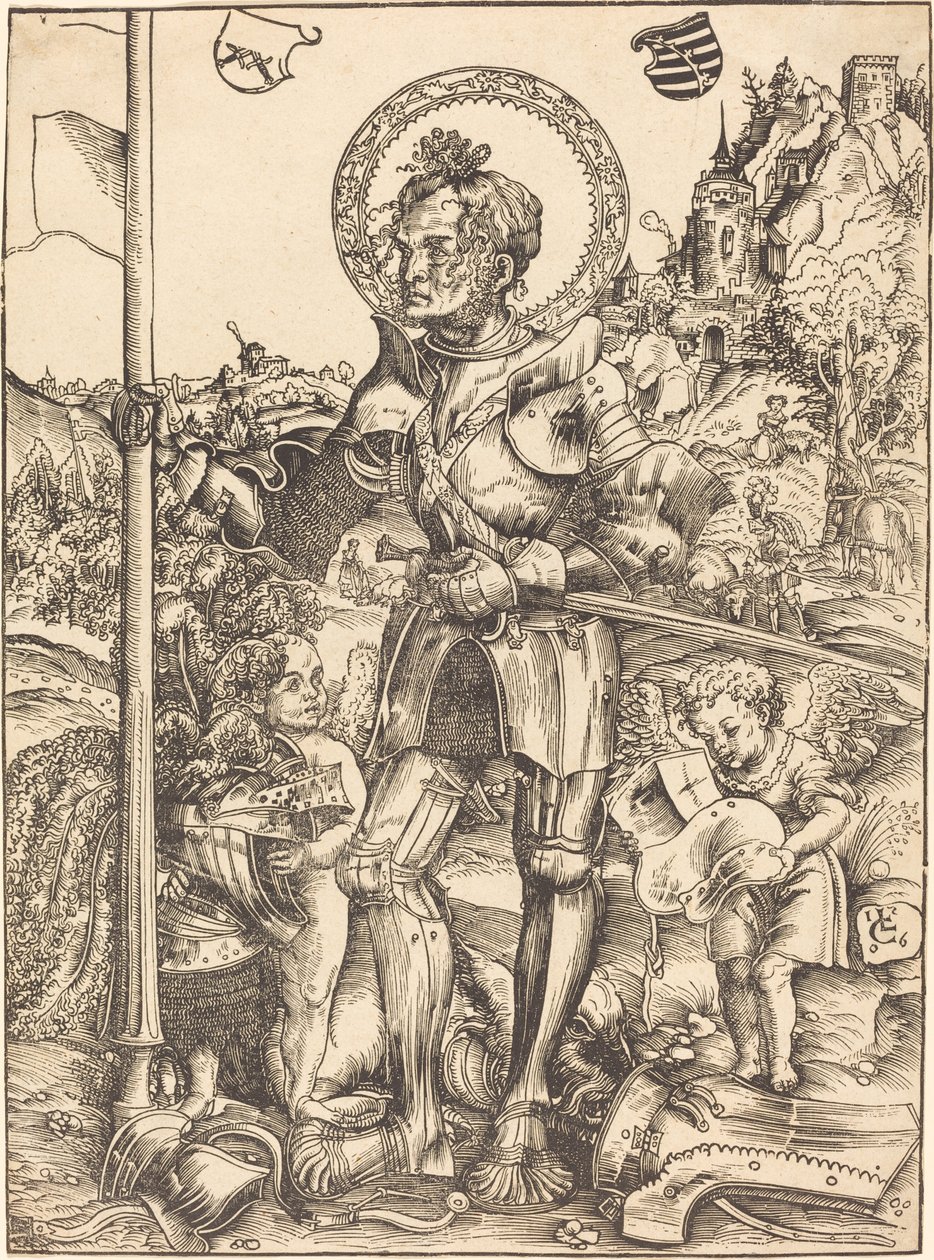Saint Georges debout, avec deux anges - Lucas Cranach the Elder