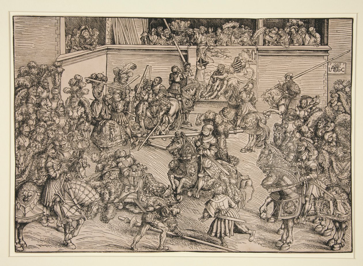 Le Deuxième Tournoi (avec la Tapisserie de Samson et le Lion) - Lucas Cranach the Elder