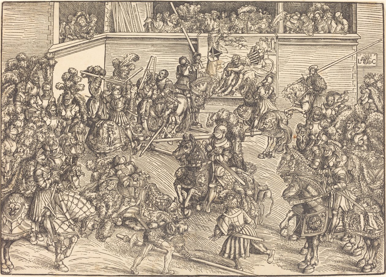 Le deuxième tournoi avec la tapisserie de Samson et le lion - Lucas Cranach the Elder
