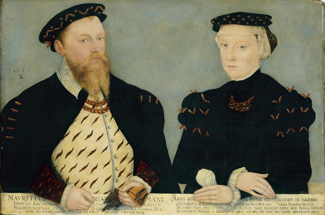 French : Electeur Moritz de Saxe (1521-1553) et son épouse Agnès (1527-1555) Moritz, Elector of Saxony and his wife Agnes - Lucas Cranach the Younger