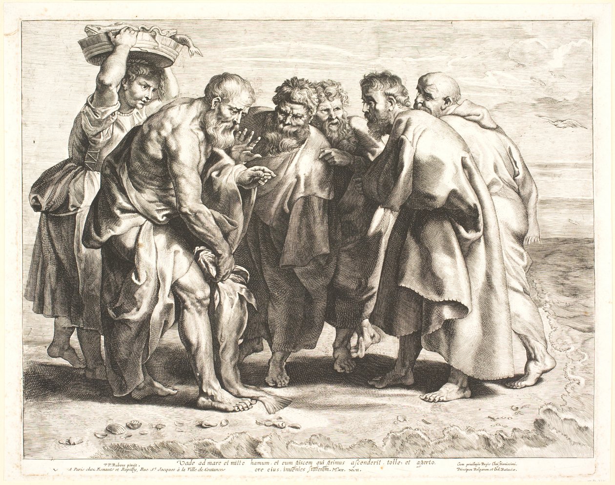 Saint Pierre trouve la pièce de monnaie dans un poisson - Lucas Vorsterman