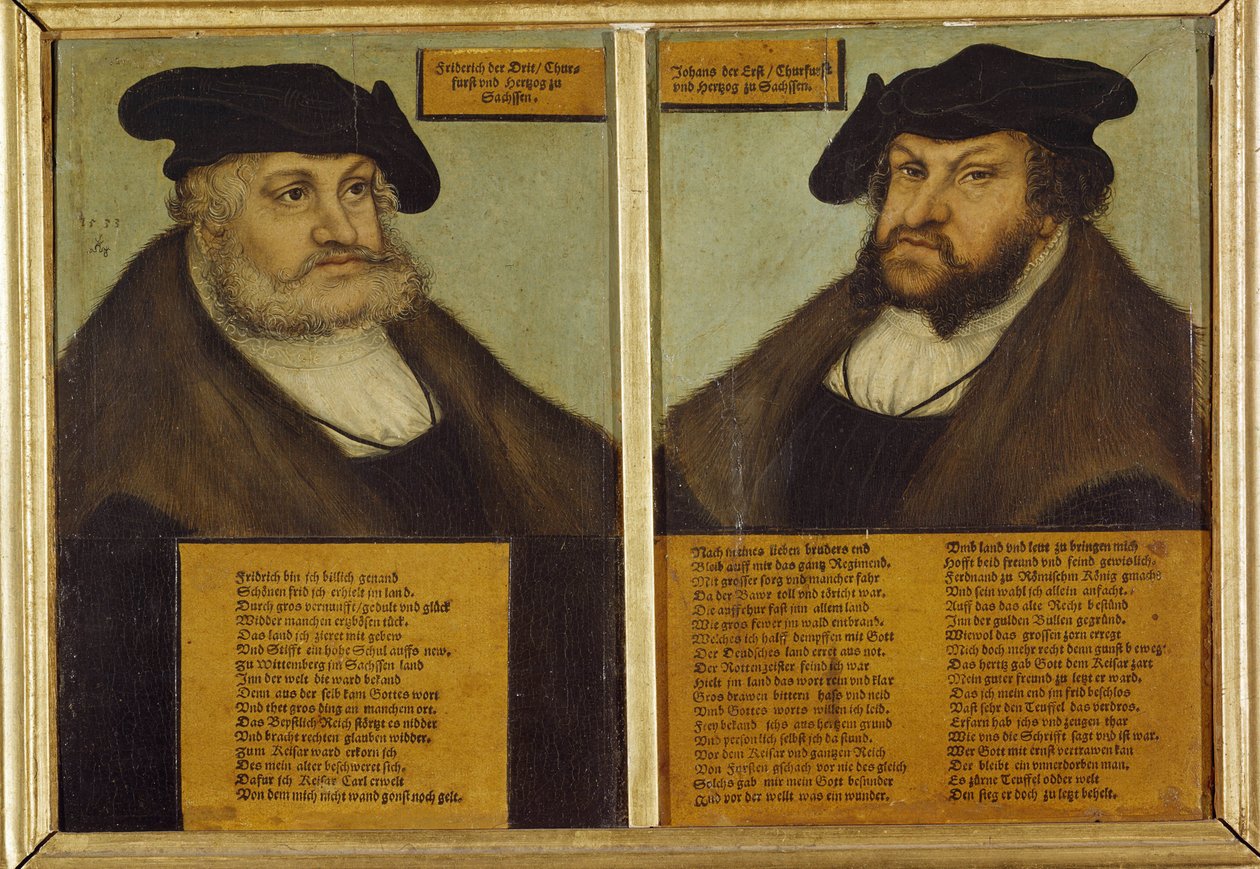 Double portrait de Frédéric III de Saxe - Lucas the Elder Cranach
