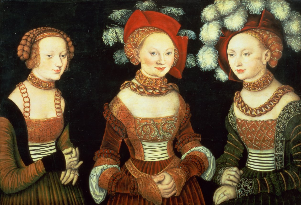 Trois princesses de Saxe, Sibylla, Emilia et Sidonia, filles du duc Heinrich de Frommen - Lucas the Elder Cranach