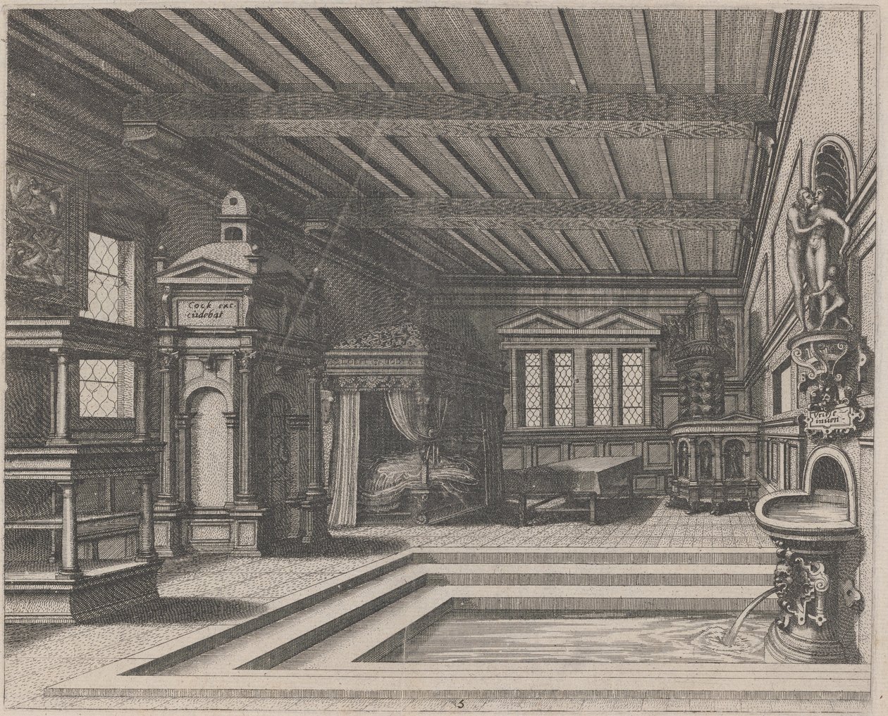 Intérieur avec buffet, portail d