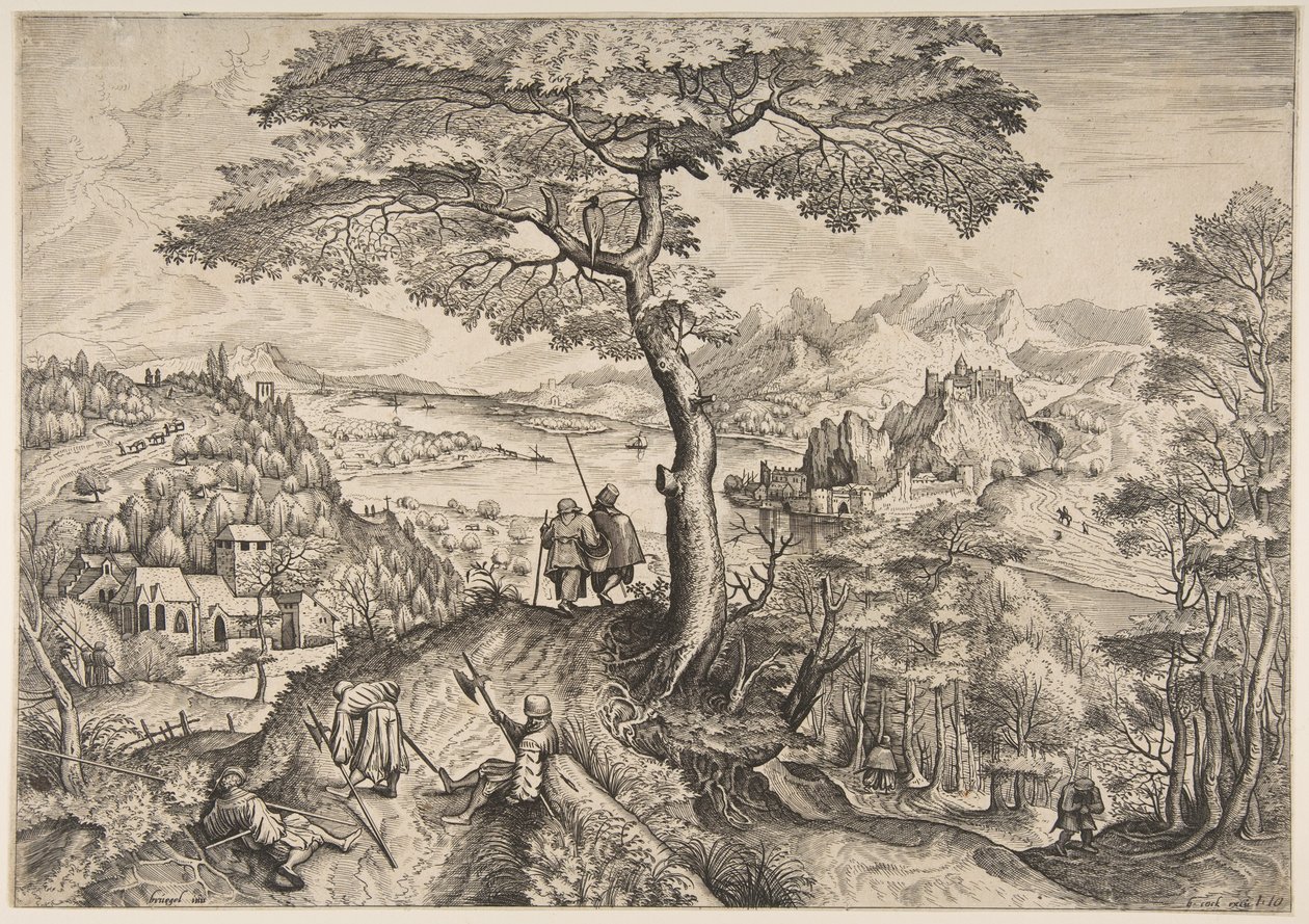 Soldats au repos Milites Requiescentes des Grands Paysages, vers 1555-56 - Lucas van Doetecum