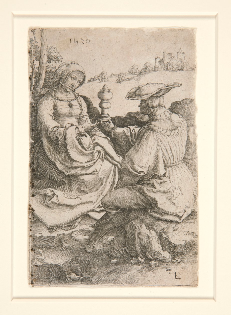 Un noble et une dame assis dans un paysage - Lucas van Leyden