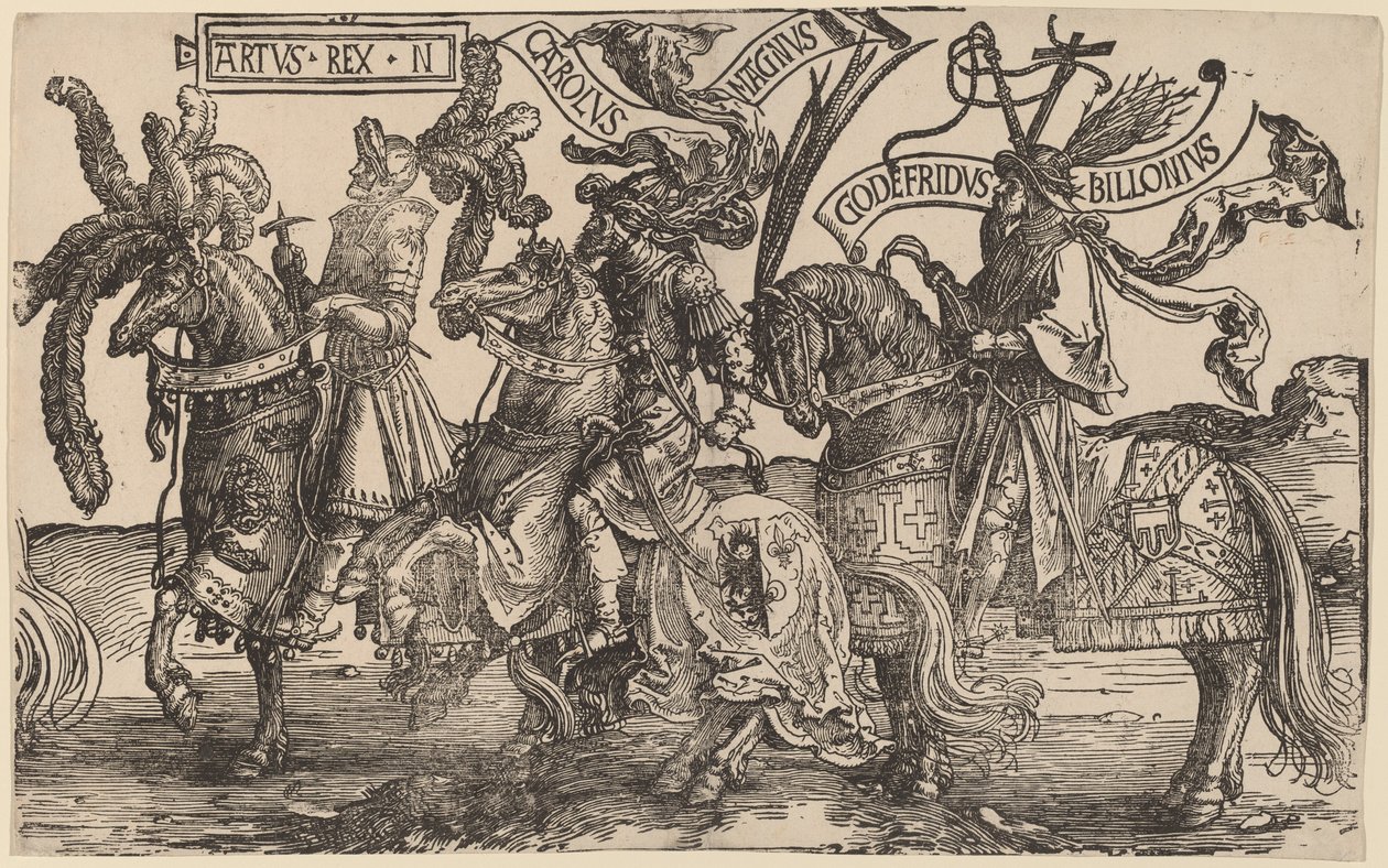 Arthur, Charlemagne, Godefroy de Bouillon - Lucas van Leyden