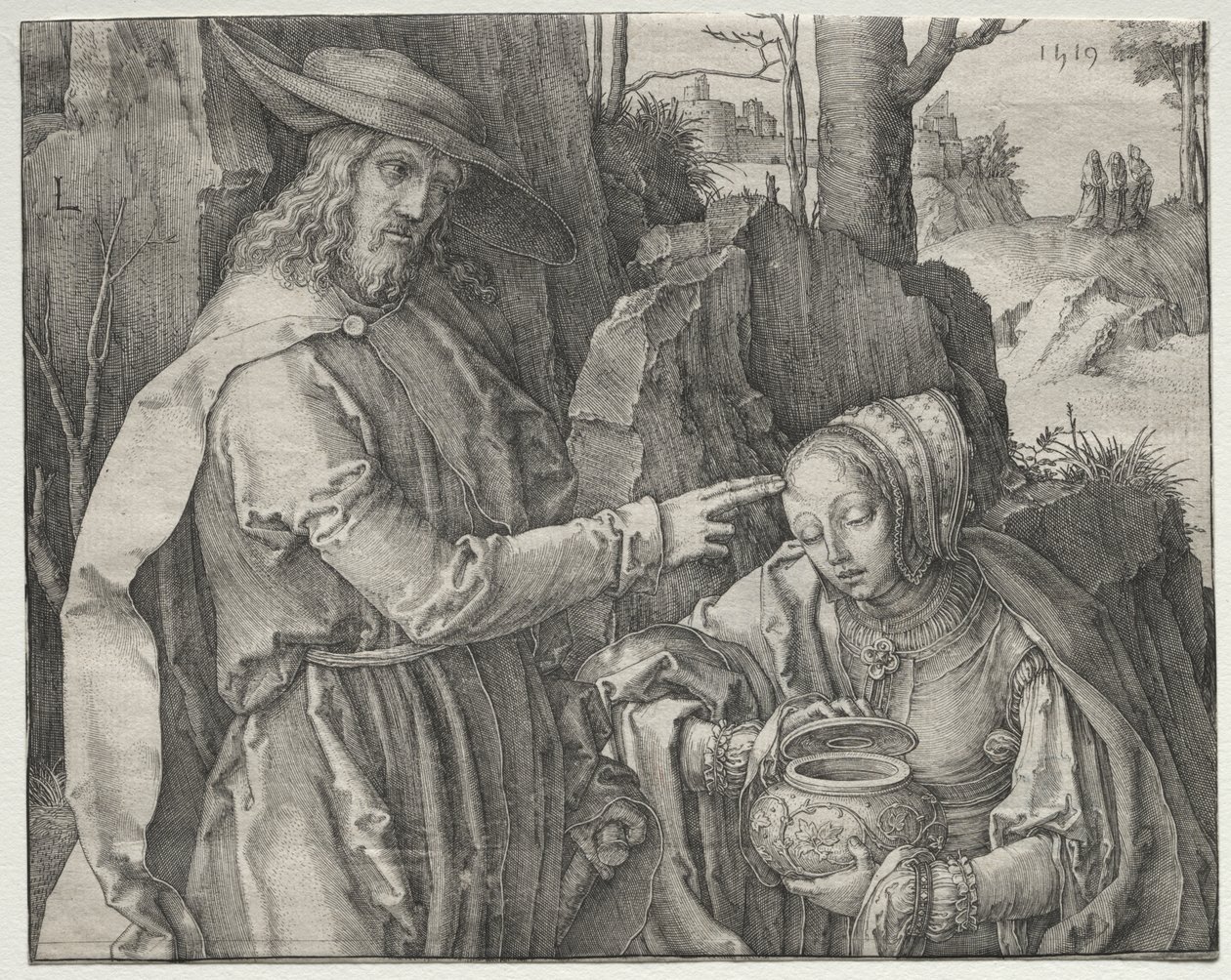 Christ en jardinier apparaissant à Sainte Marie-Madeleine - Lucas van Leyden