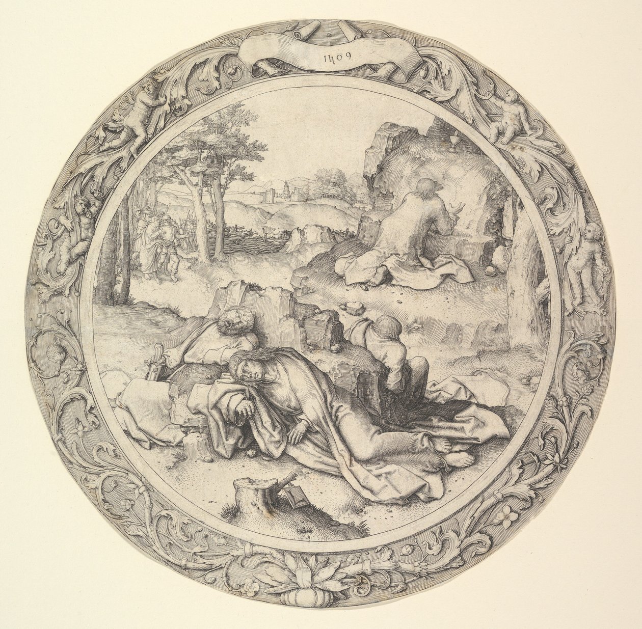 Christ au Mont des Oliviers, de la Passion Circulaire, 1509 - Lucas van Leyden