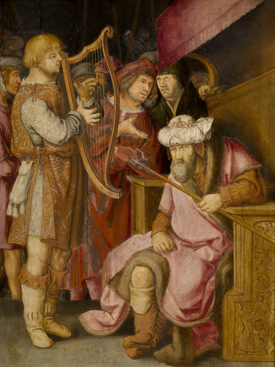 David jouant de la harpe pour Saül - Lucas van Leyden
