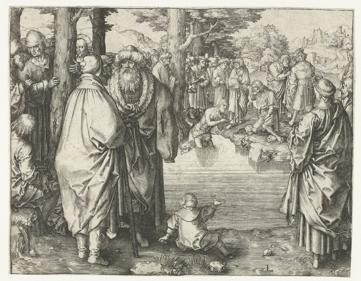 Baptême du Christ dans le Jourdain - Lucas van Leyden