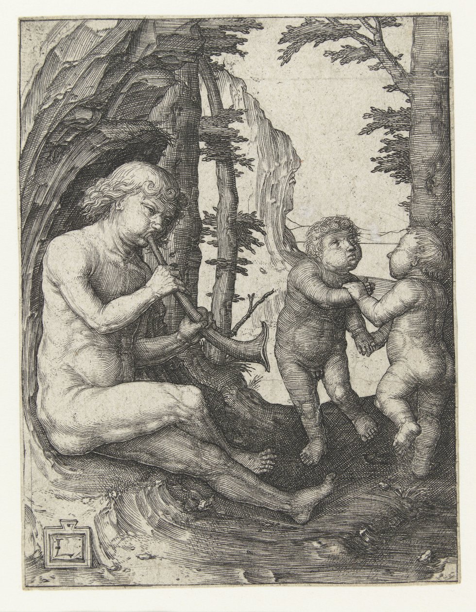 Garçon avec un instrument à vent - Lucas van Leyden