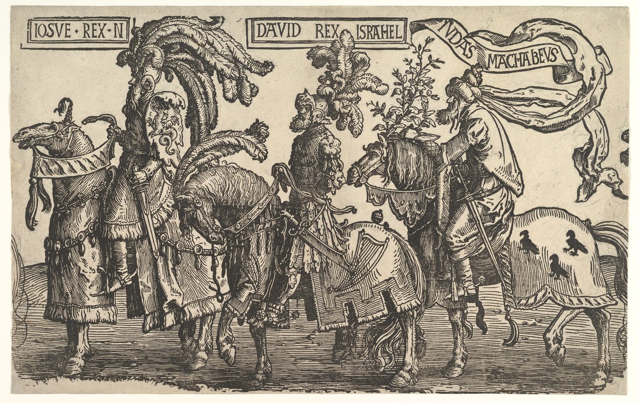 Josué, David et Judas Maccabée, des Neuf Héros, vers 1520 - Lucas van Leyden