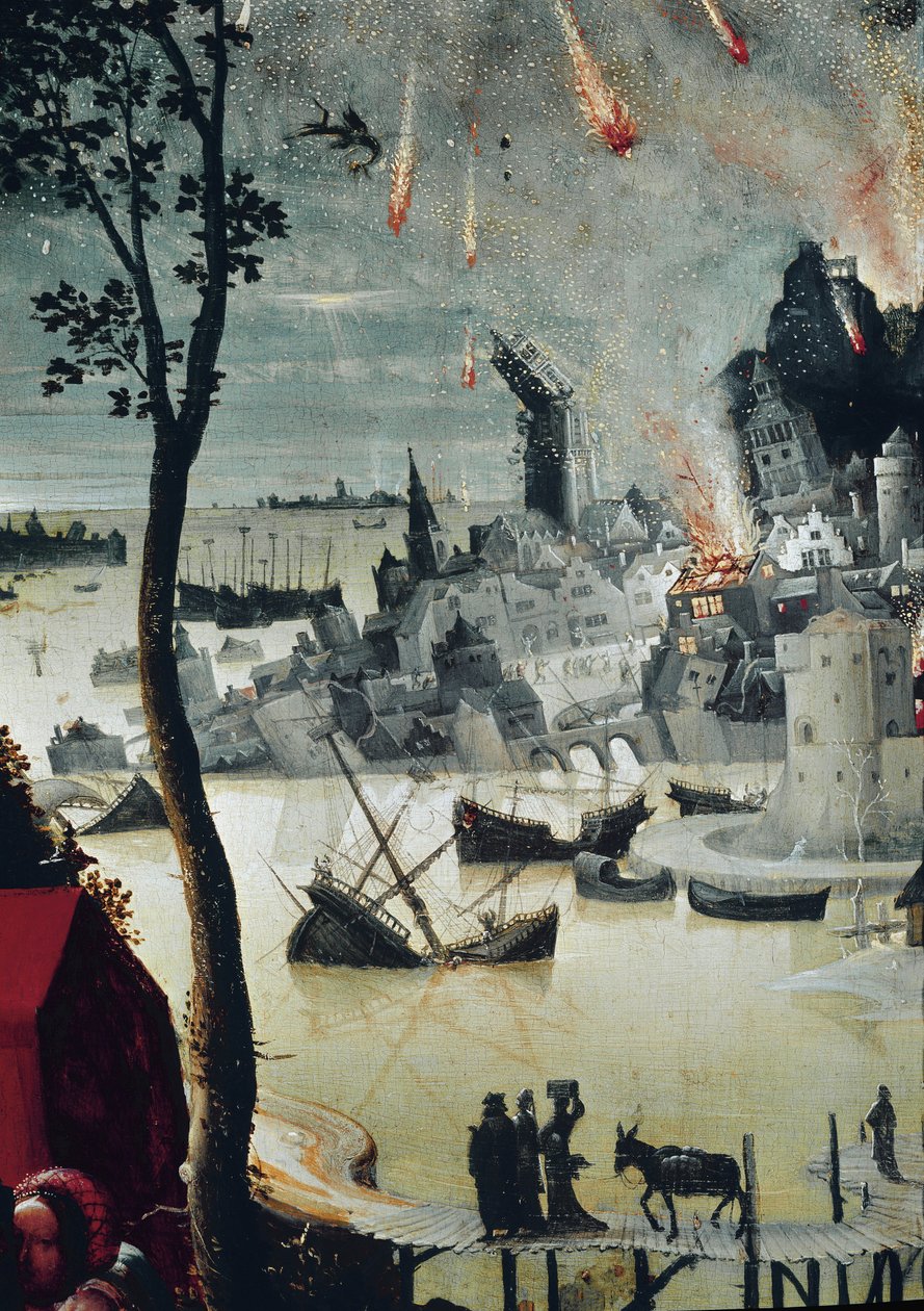 Loth et ses filles (détail de la destruction de Sodome) - Lucas van Leyden