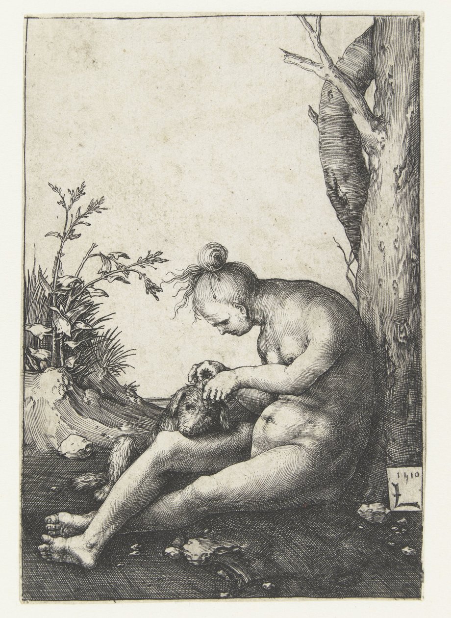 Femme nue avec chien - Lucas van Leyden