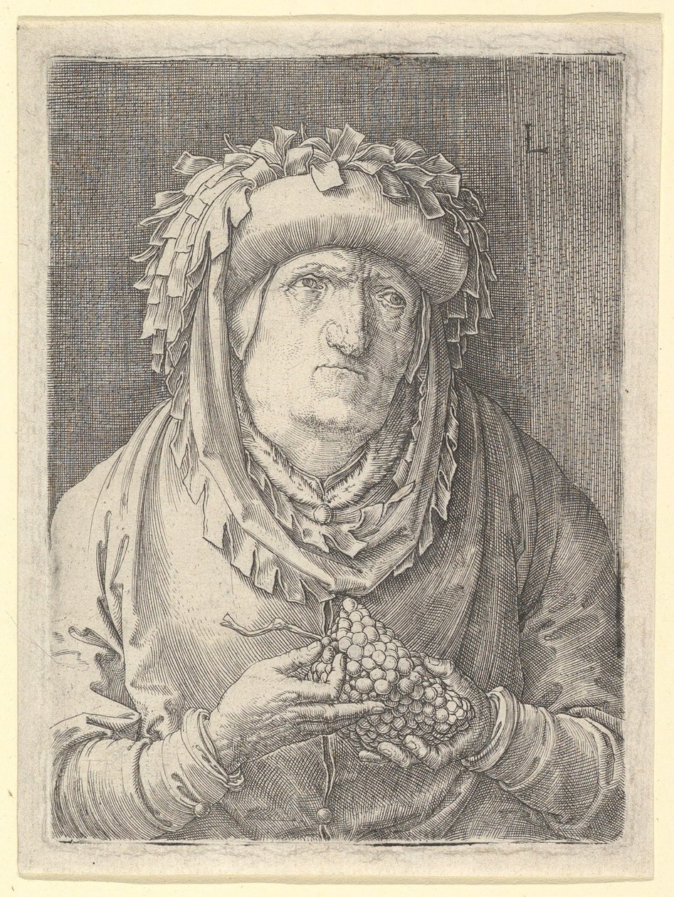 Vieille femme avec des raisins - Lucas van Leyden