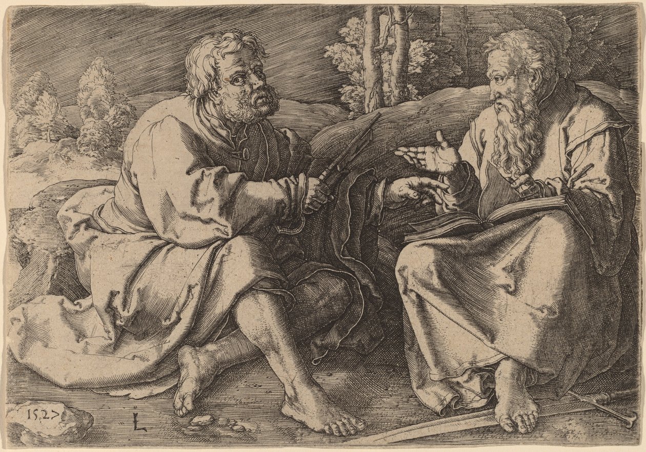 Saints Pierre et Paul assis dans un paysage - Lucas van Leyden