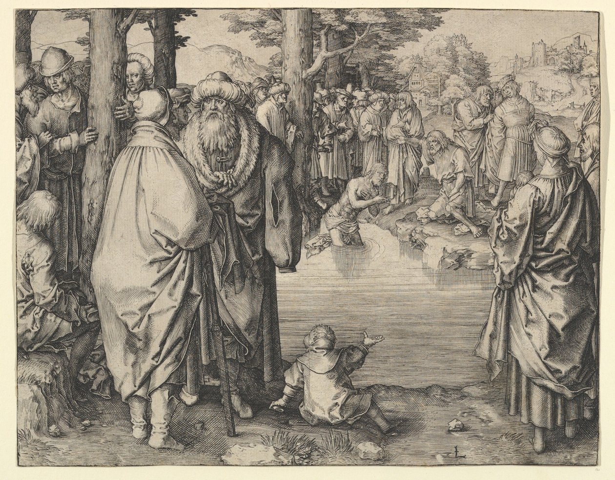 Le baptême du Christ dans le Jourdain - Lucas van Leyden