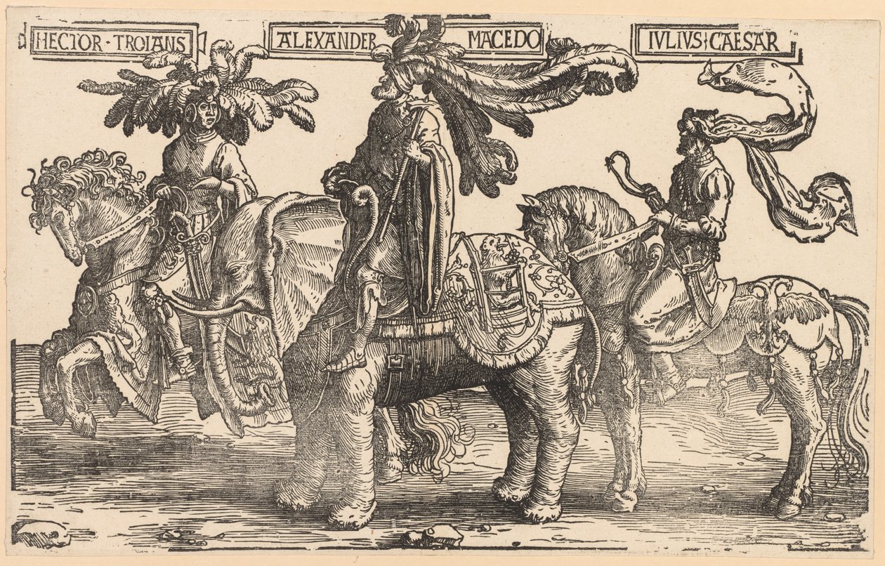 Les Neuf Héros : Hector de Troie, Alexandre de Macédoine, Jules César - Lucas van Leyden