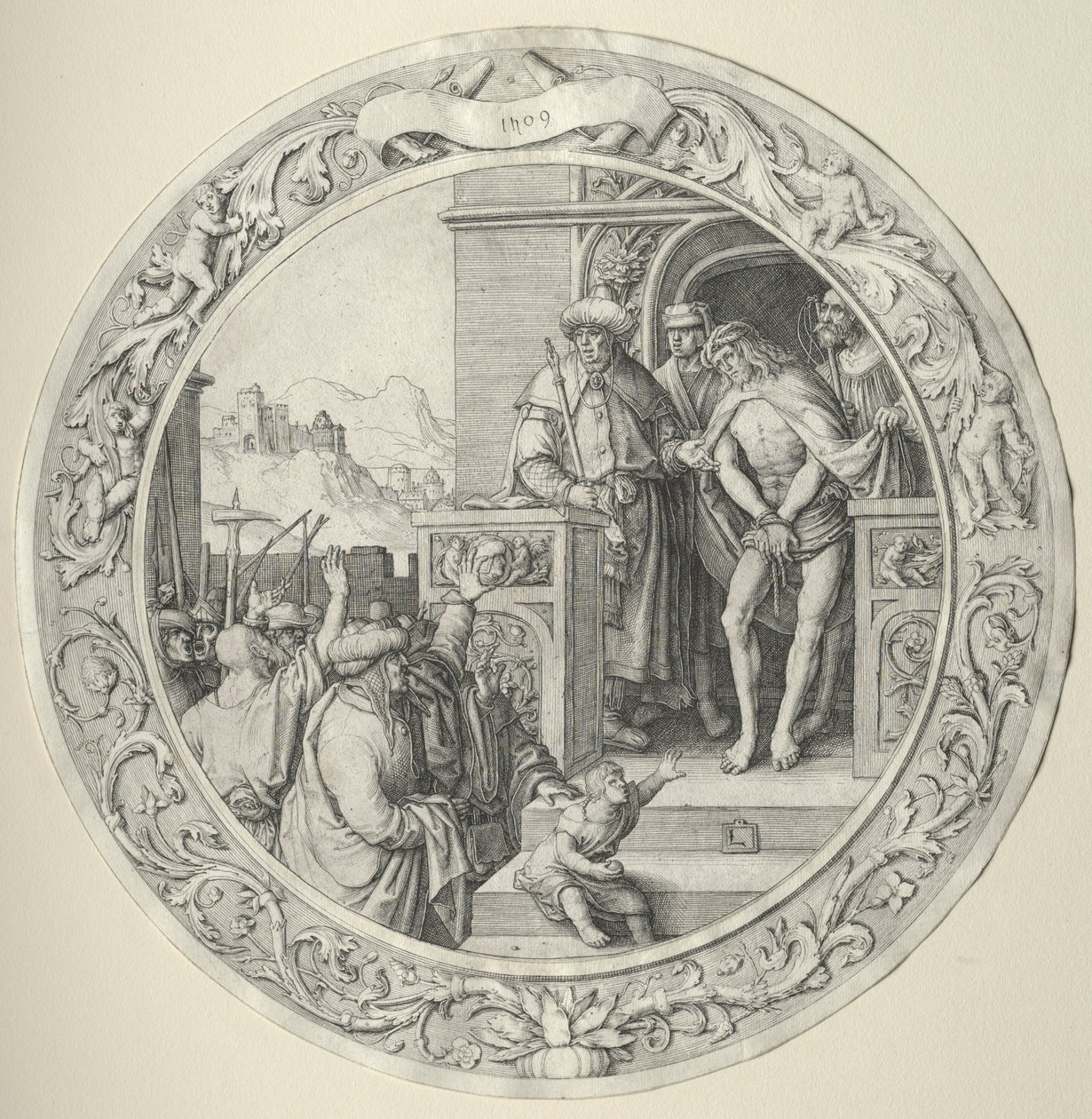 La Passion ronde : Le Christ présenté au peuple, 1509 - Lucas van Leyden