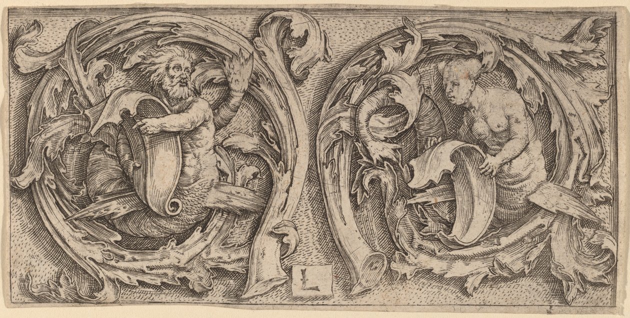 Triton et Sirène dans les vrilles - Lucas van Leyden