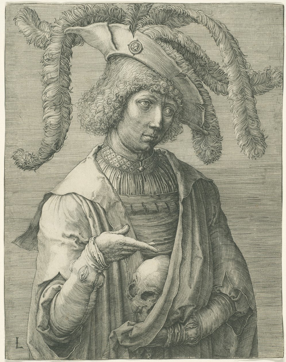 Jeune homme avec un crâne - Lucas van Leyden