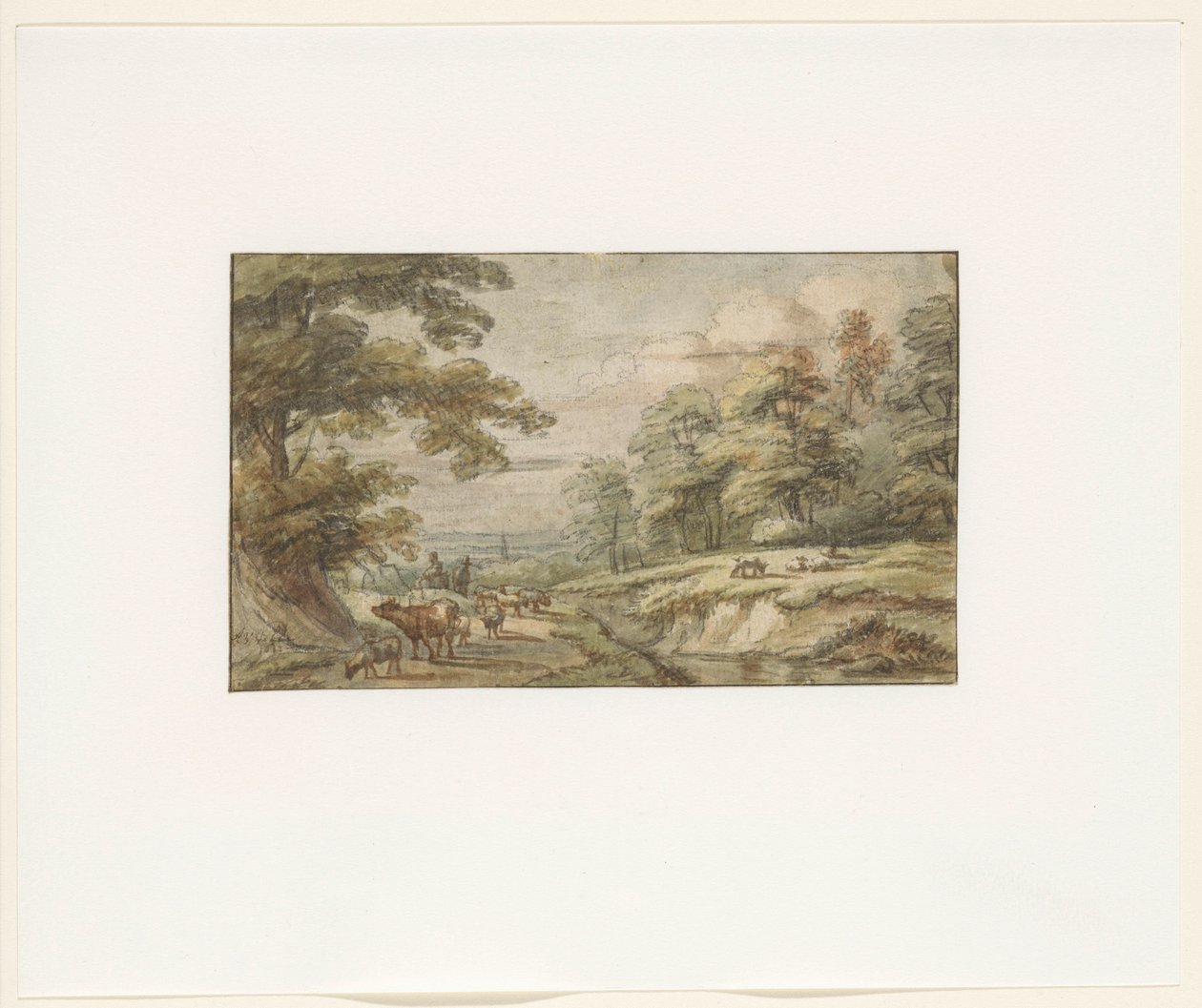 Paysage vallonné avec troupeau de moutons et vache - Lucas van Uden