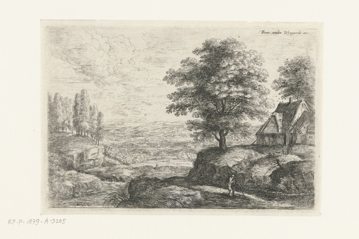 Paysage avec un homme avec un bâton (Six paysages) - Lucas van Uden