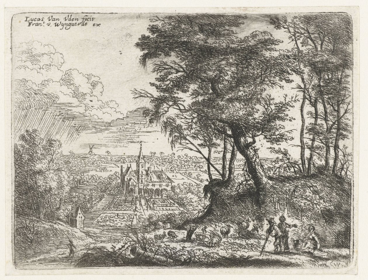 Paysage avec une maison de campagne au loin - Lucas van Uden