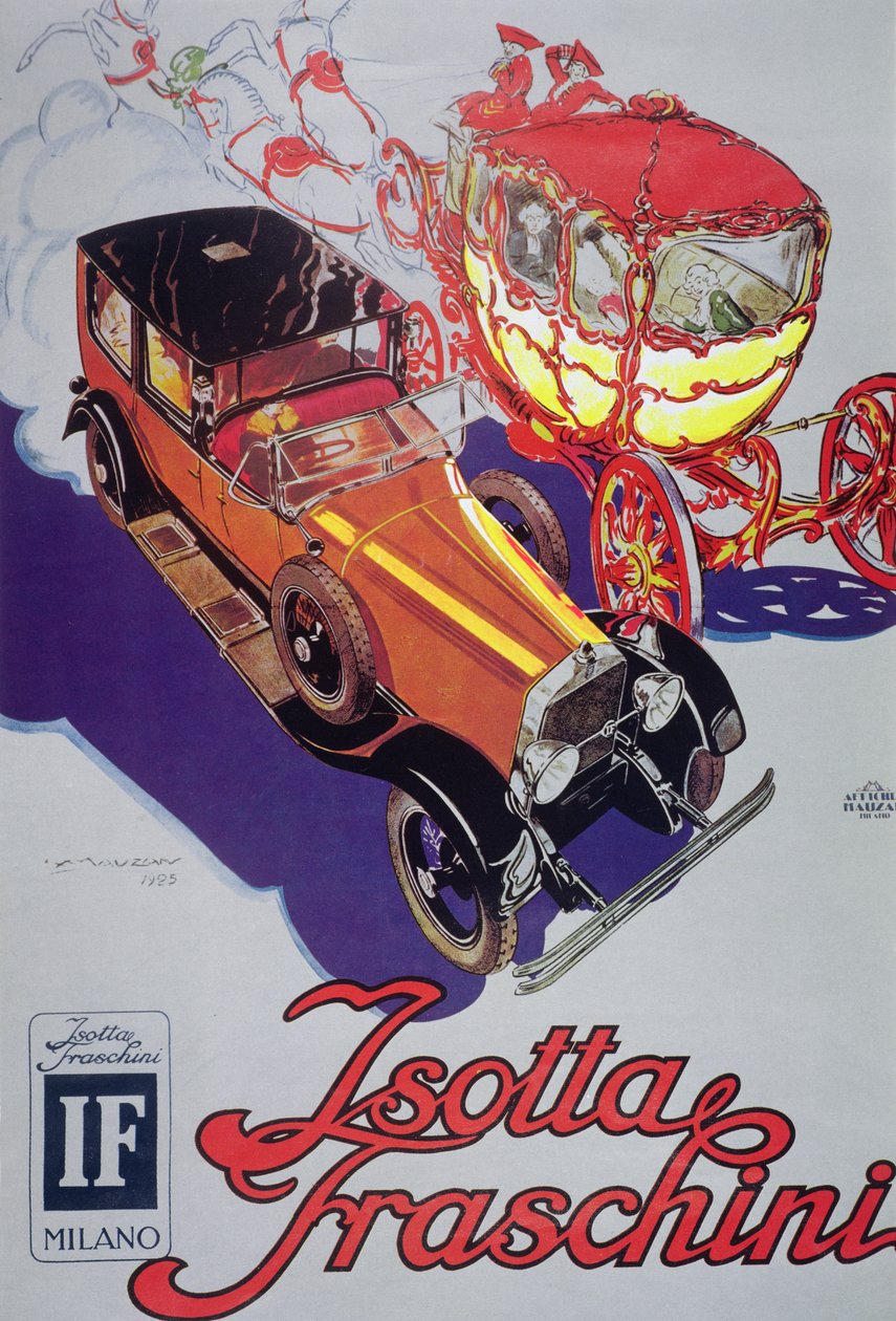 Affiche publicitaire pour les voitures Isotta Faschini - Luciano Achille Mauzan