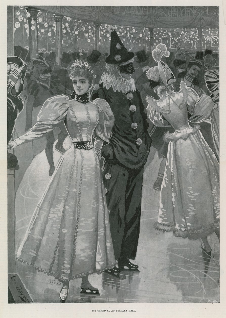 Carnaval de glace au Niagara Hall, Westminster Londres (litho) - Lucien Davis