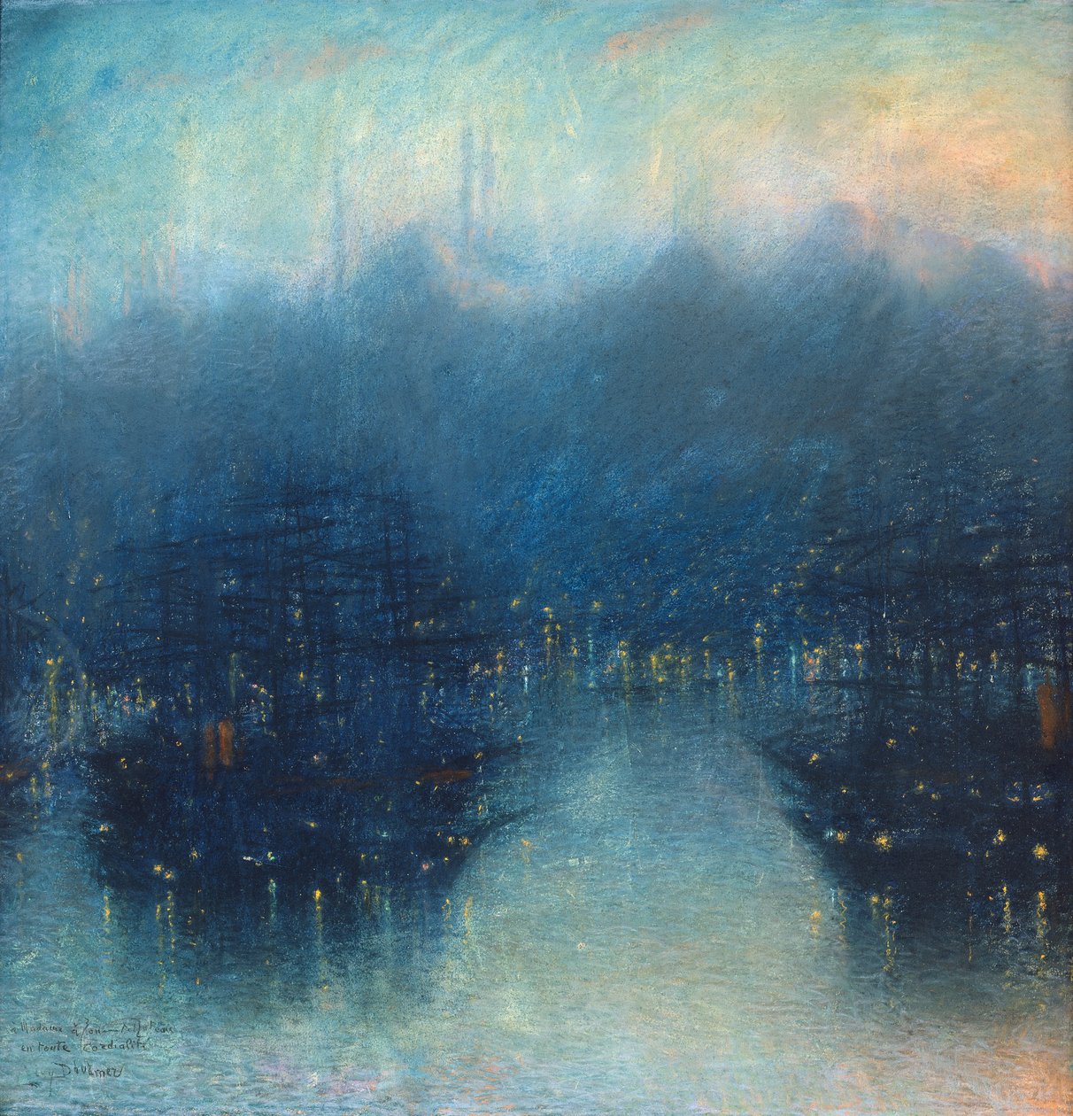 Constantinople (Le soir du port) (pastel sur papier) - Lucien Levy-Dhurmer