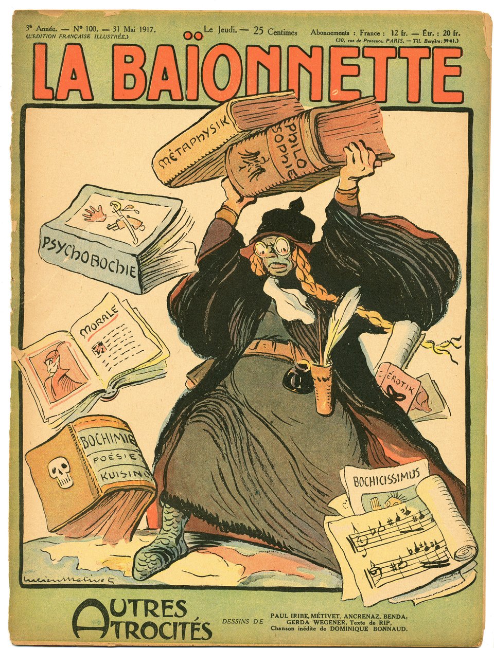 Couverture de "La Baïonnette", satirique en couleurs - Lucien Metivet