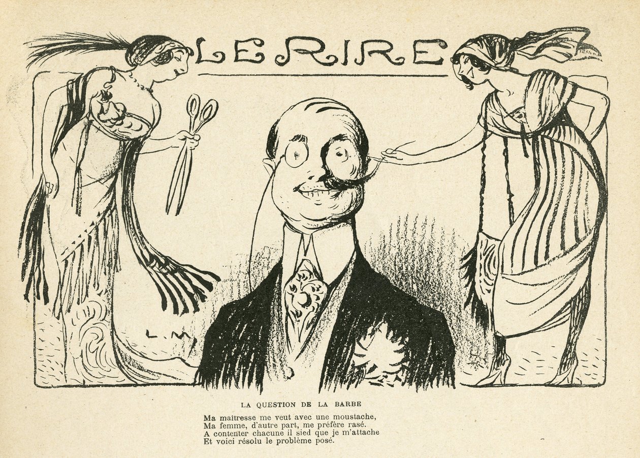 Illustration dans Le Rire, 23/03/12 - la question de la barbe (gravure) - Lucien Metivet