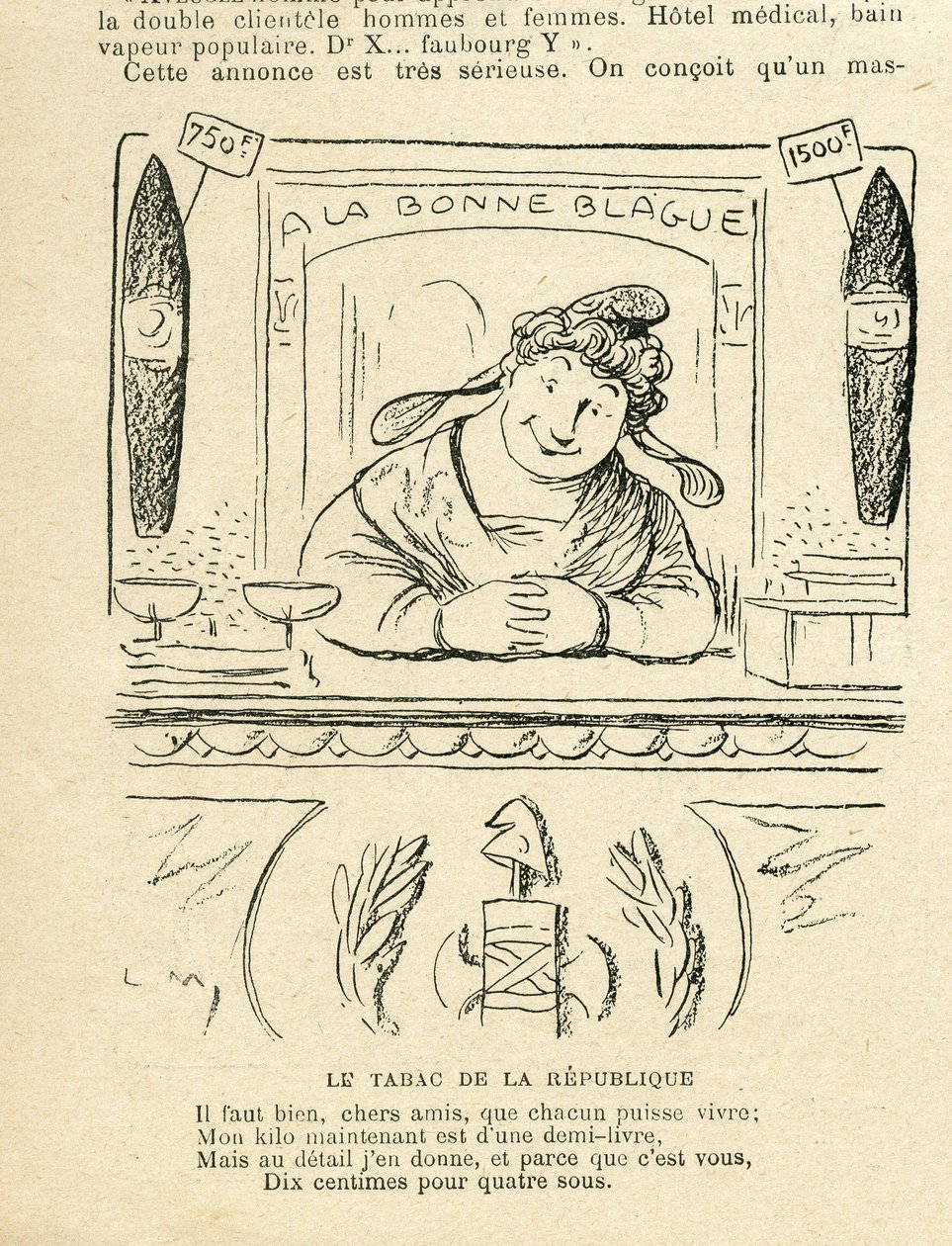 Illustration dans Le Rire, 25/09/09 - le tabac de la République (gravure) - Lucien Metivet