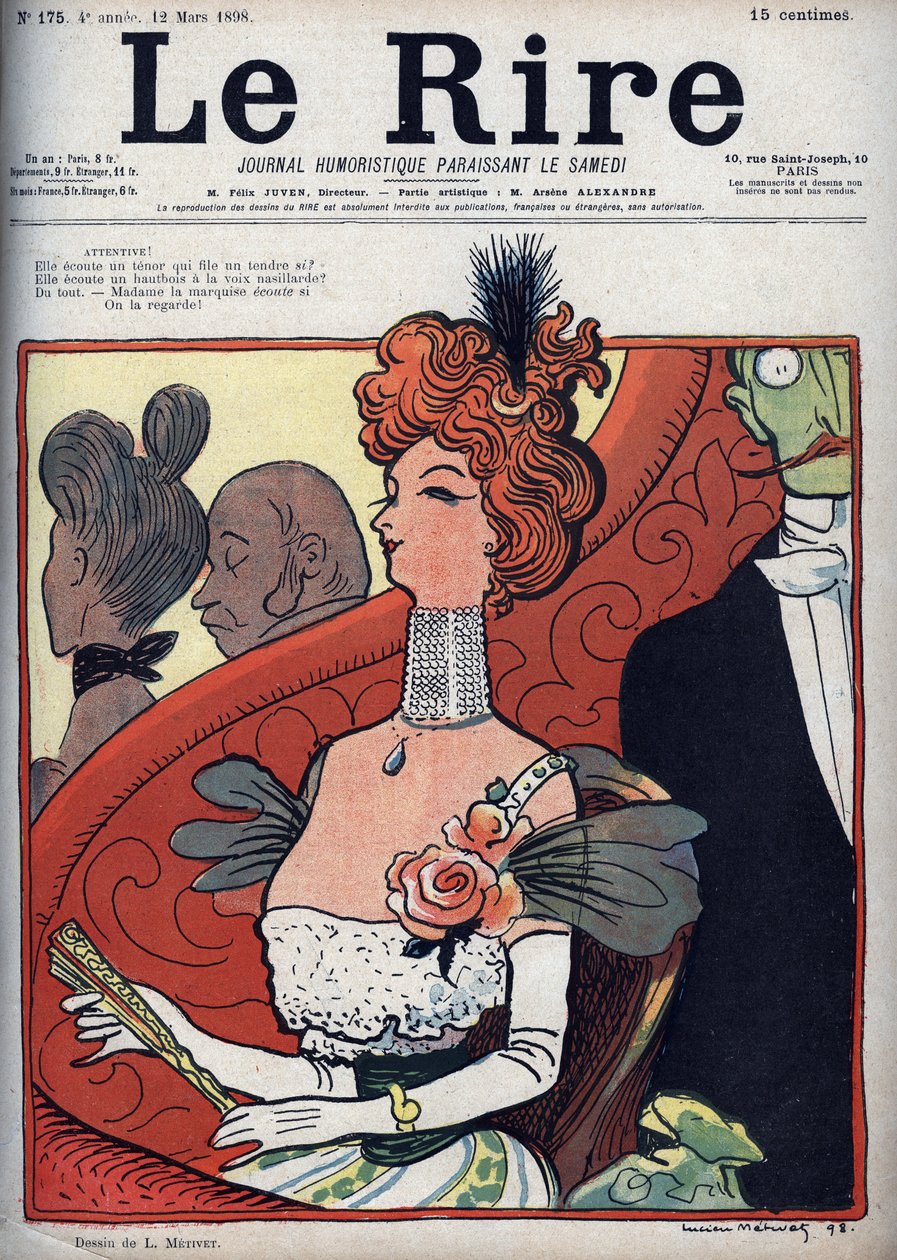 Femme au Théâtre - le rire du 12 mars 1898 (gravure) - Lucien Metivet