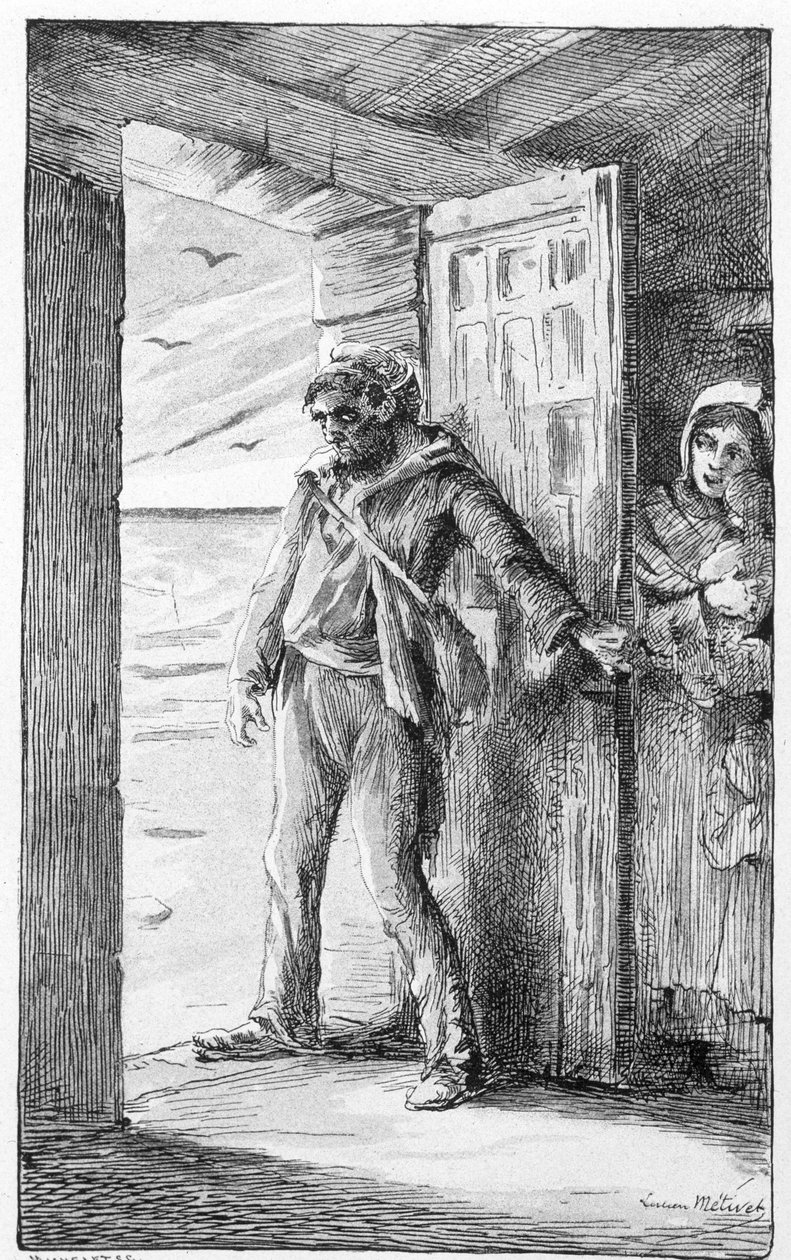 Illustration pour la chanson "le retour du marin" (gravure) - Lucien Metivet
