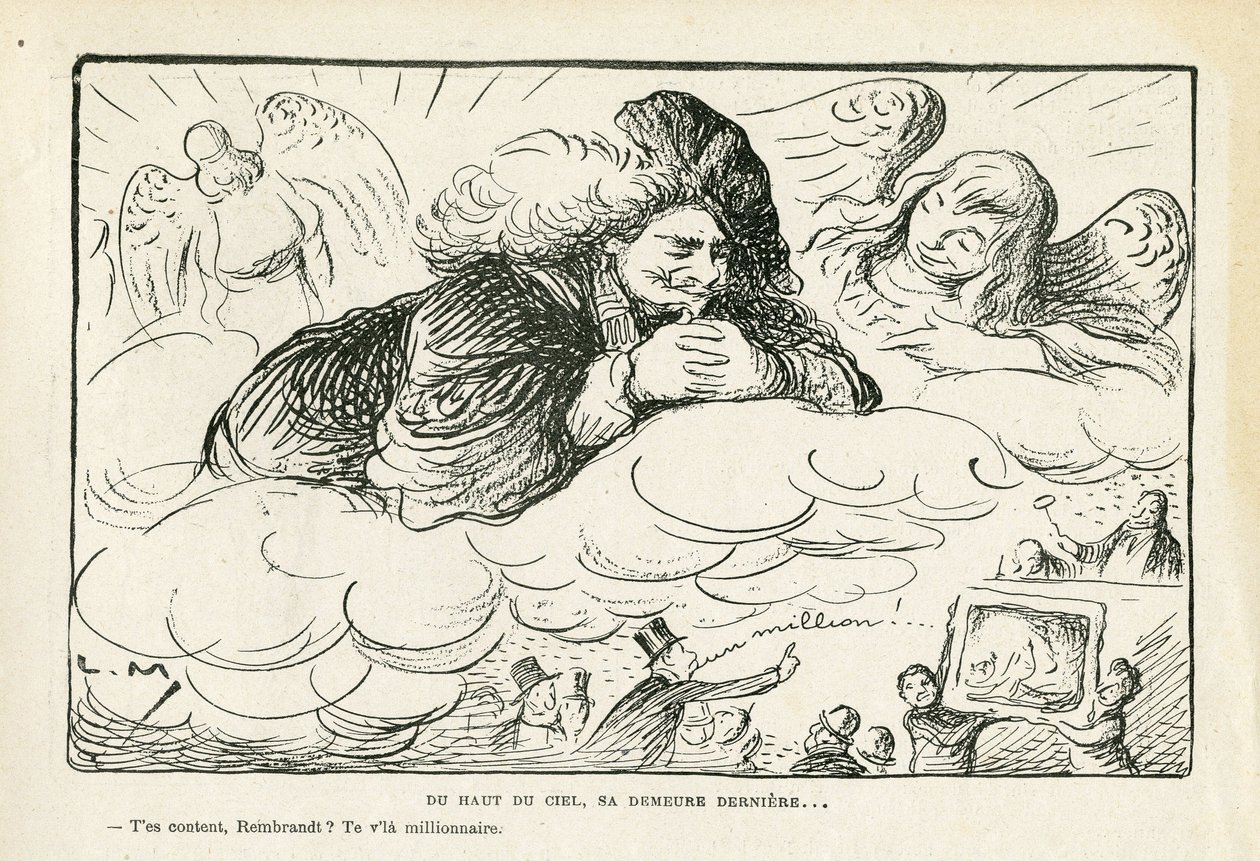 Illustration dans Le Rire, 21/06/13 - Du haut du ciel, son dernier lieu de repos (gravure) - Lucien Metivet