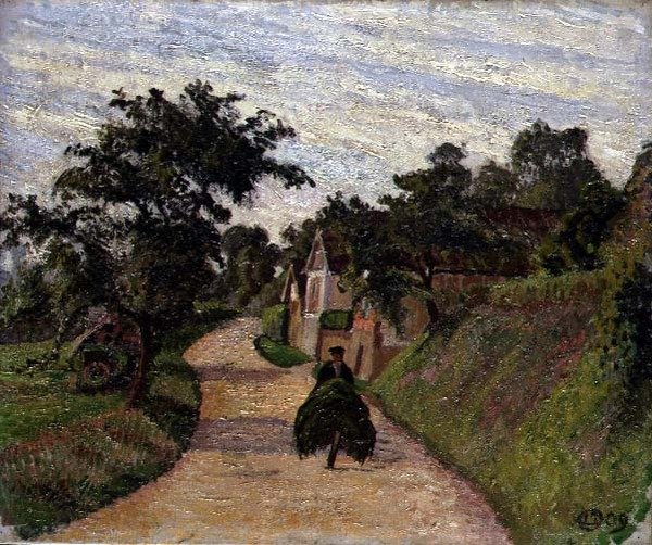 Eragny, la route de Gisars à Bazincourt - Lucien Pissarro